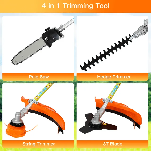 CASEMIOL 10 in 1 Weed Eater Grass Trimmer, Multi-Functional String Trimmer with Gas Pole Saw/Weed Trimmer/Brush Cutter/Protection Tools, for Quick Weed Grass Cleaning Crop Soil, 33 CC 2-Cycle