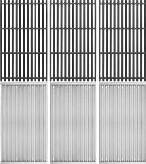 Cast Iron Grill Grates & Emitter Plates for Charbroil Commercial Infrared 4 Burner 463242715, 463242716, 463276016, 466242715, 466242815, 463257520, G533-0009-W1 G5330009W1 G533-0009-W1A