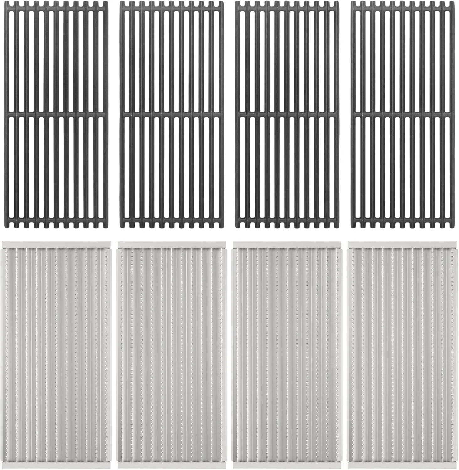 Cast Iron Grill Grates and Stainless Steel Emitter Plates for Char-Broil 463247311, 463231711, 463247512, 463271314, 463241414, 463224912, 463248208, 463247310, Kenmore 463268107 Gas Grills