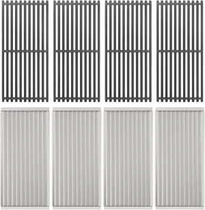 Cast Iron Grill Grates and Stainless Steel Emitter Plates for Char-Broil 463247311, 463231711, 463247512, 463271314, 463241414, 463224912, 463248208, 463247310, Kenmore 463268107 Gas Grills