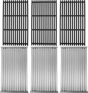 Cast Iron Grill Grates and Stainless Steel Emitter Plates for Charbroil Commercial Infrared 4 Burner 463242715, 463242716, 463276016, 466242715, 466242815, 463257520 Gas Grills