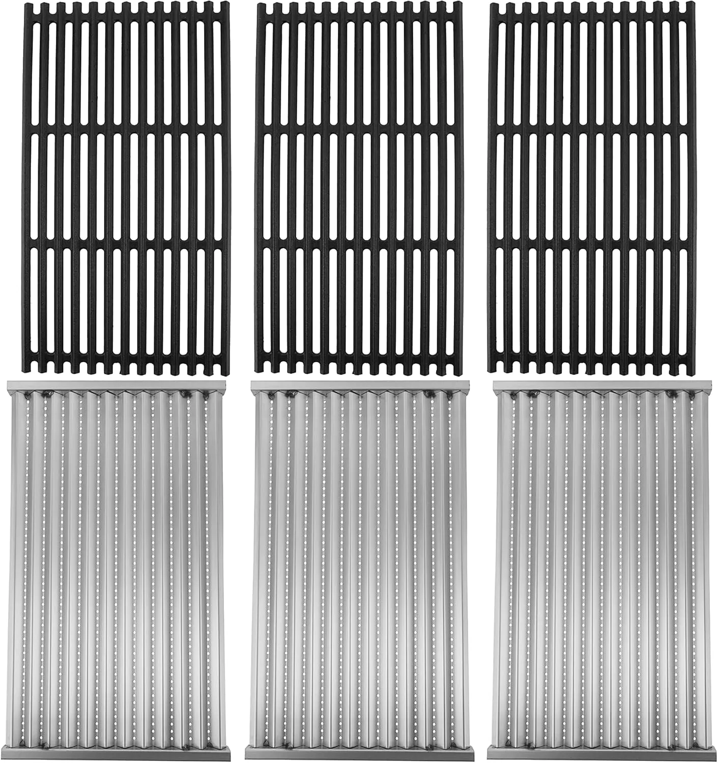 Cast Iron Grill Grates and Stainless Steel Emitter Plates for Charbroil Commercial Infrared 4 Burner 463242715, 463242716, 463276016, 466242715, 466242815, 463257520 Gas Grills