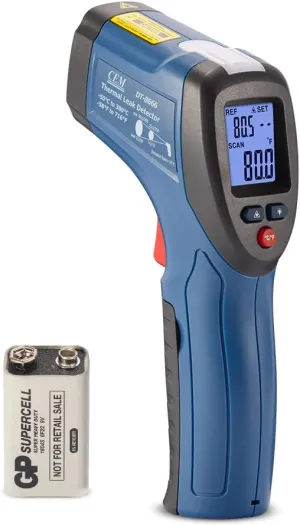 CEM DT-8666 Digital Infrared Meat Thermometer Gun,DS10:1 Instant Read Laser Temperature Gun for Griddle,Grill,Oven,Pizza, Thermal Air Heat Leak Detector for Industrial Repairs with Color Light Alarm