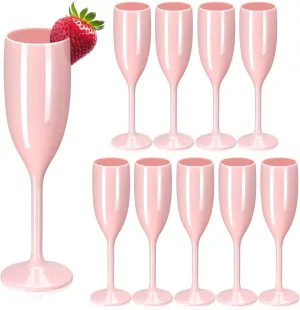 Champagne Flute Acrylic Champagne Glasses Wedding Toasting Champagne Flute Goblet Plastic Reusable Unbreakable Champagne Cups for Bachelorette Wedding Bridal Shower Party (Light Pink, 10)