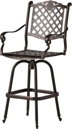 Christopher Knight Home Avon Outdoor Cast Aluminum Bar stool, Shiny Copper
