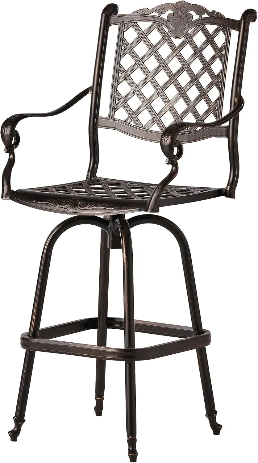 Christopher Knight Home Avon Outdoor Cast Aluminum Bar stool, Shiny Copper