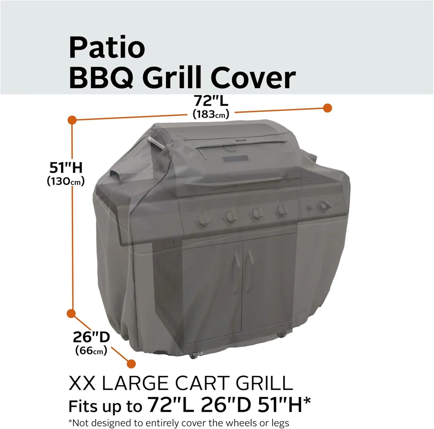 Classic Accessories Ravenna Water-Resistant 72 Inch BBQ Grill Cover, Dark Taupe, Grill Cover, Grill Cover for Outdoor Grill, BBQ Cover