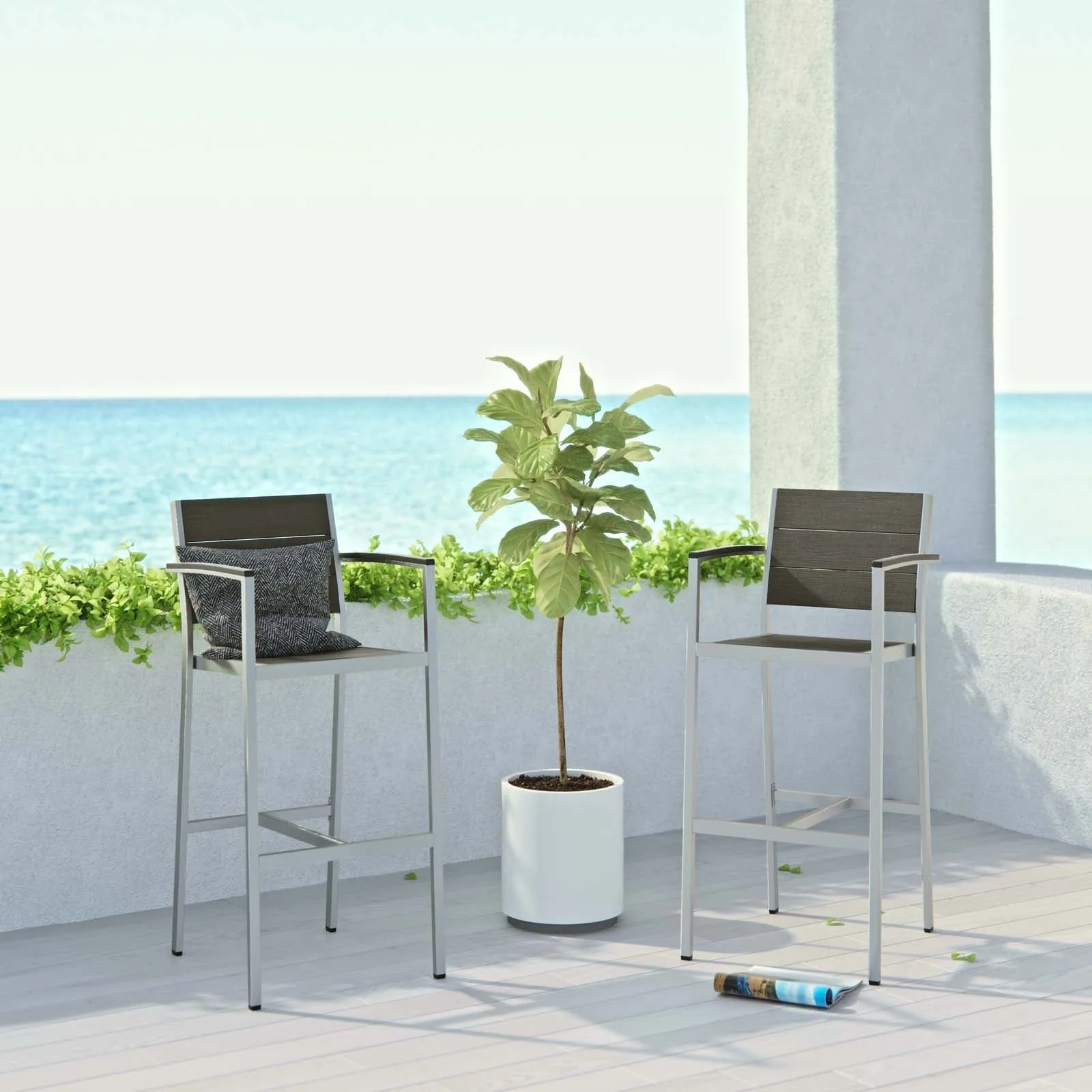 Coast Outdoor Patio Aluminum Bar Stool (Set of 2)
