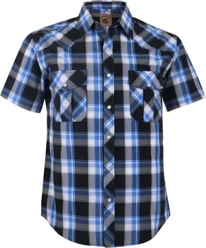 COEVALS CLUB Men's Western Cowboy Short Sleeve Pearl Snap Casual Plaid Work Shirts