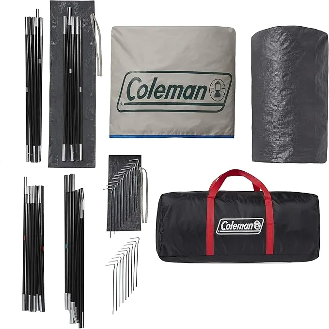 Coleman Cabin Camping Tent with Screened Porch, 4/6 Person Weatherproof Tent with Enclosed Screened Porch Option, Includes Rainfly, Carry Bag, Extra Storage, and 10 Minute Setup