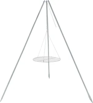 Coleman Tripod Campfire Grill & Lantern Hanger, Grill Grate with Adjustable Height for Cooking Over Fire, Steel Firepit Cooking Rack