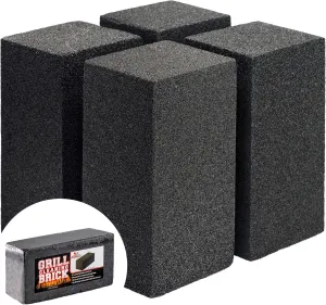 Commercial Grade, Heavy Duty Grill Cleaning Brick Bulk 4 Pack. Pumice Stone Cleaner Tool Cleans and Sanitizes Restaurant Flat Top Grills or Griddles Effectively Without Harsh Chemicals or Abrasives