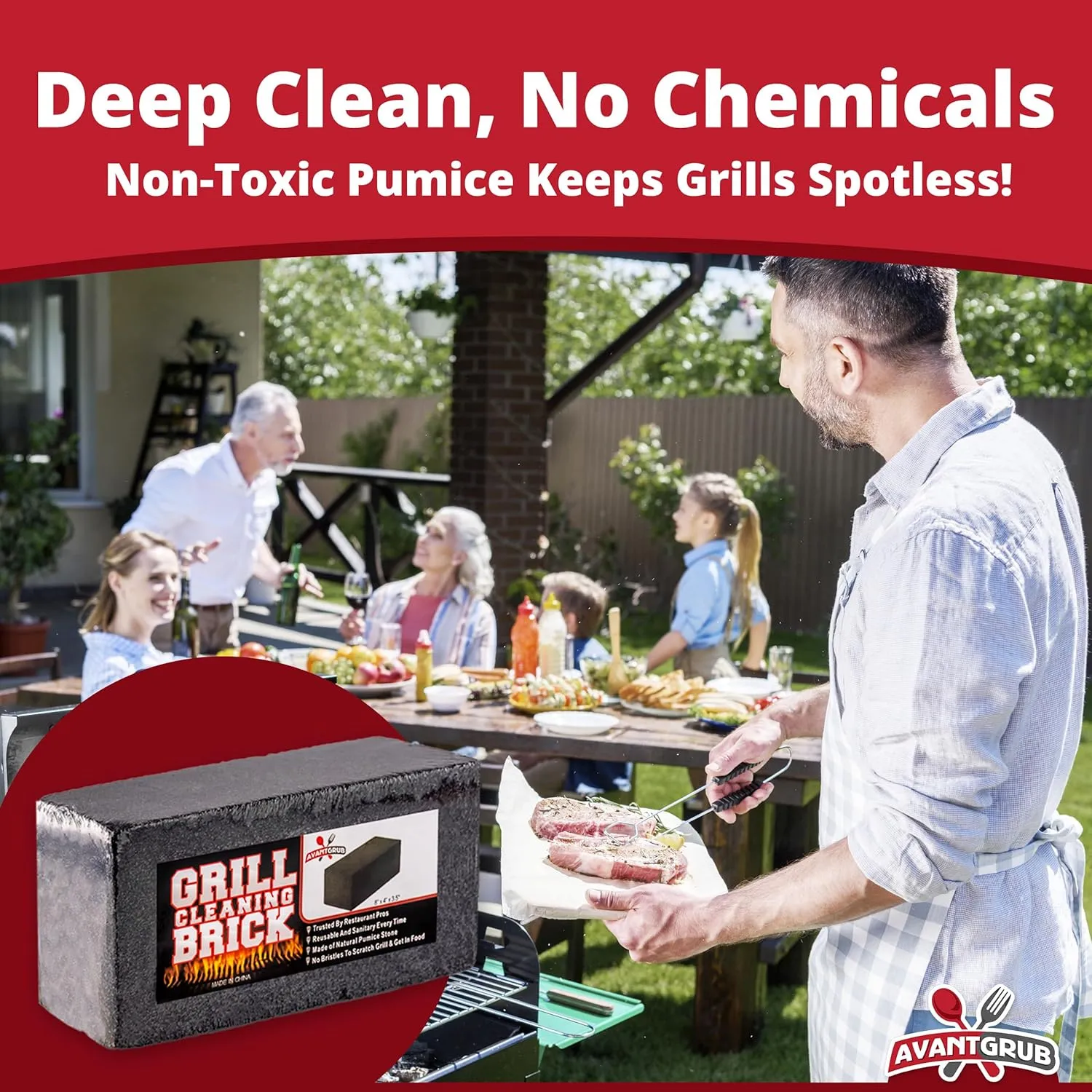 Commercial Grade, Heavy Duty Grill Cleaning Brick Bulk 4 Pack. Pumice Stone Cleaner Tool Cleans and Sanitizes Restaurant Flat Top Grills or Griddles Effectively Without Harsh Chemicals or Abrasives