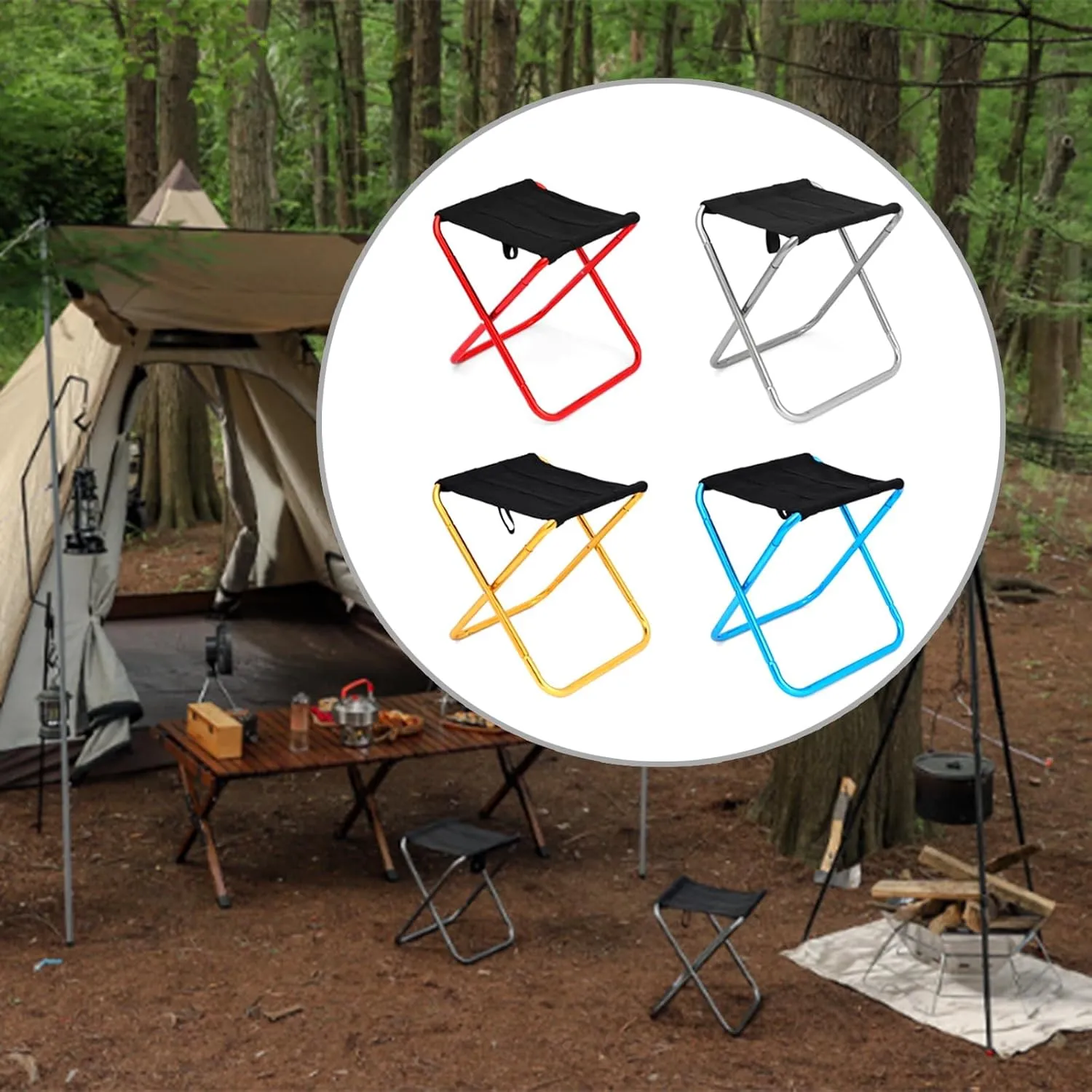 Convenience Folding Stool Little Fishing Chair Light Weights Portable Camping Stool for Hikings and Backpacking