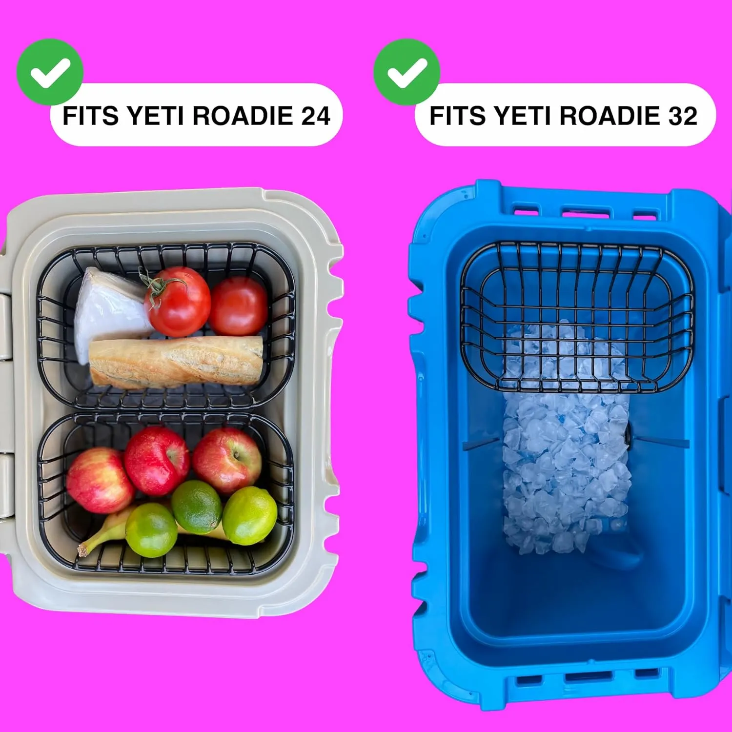 Cooler Basket for YETI Roadie 24 and YETI Roadie 32 - Wire Dry Goods Tray for YETI Roadie Ice Chests - Compatible with Roadie 24 Accessories