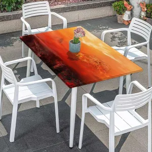 Coral Multicolor Elastic Tablecloth Galaxy Design Rectangle Table Cover for Outdoor Picnic Camping Parties Fantasy Art Fits up 5 Foot Tables
