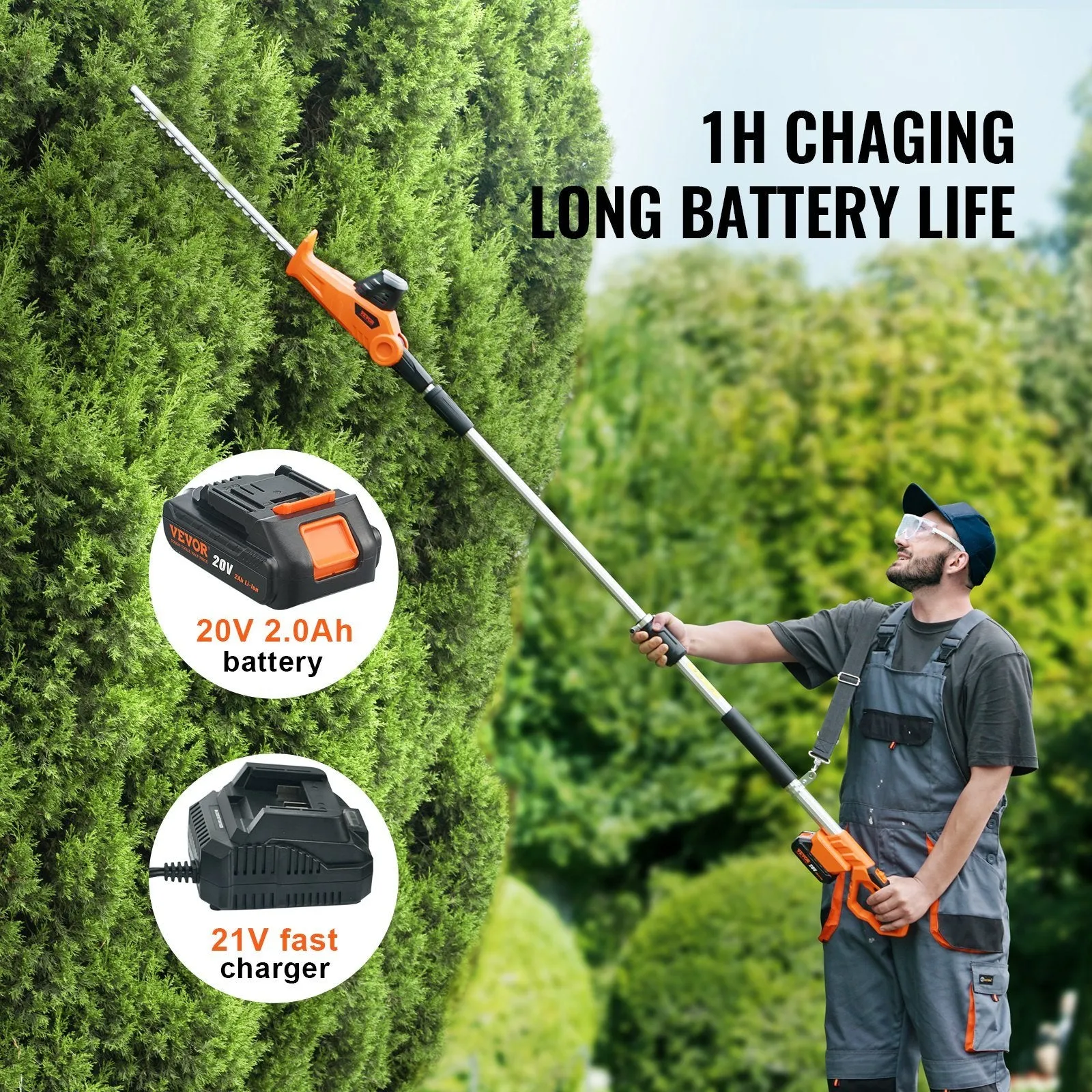 Cordless Hedge Trimmer Pole Hedge Kit