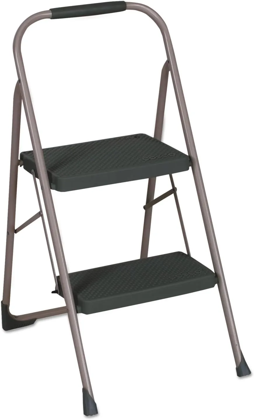 Cosco 11308PBL1E 2-Step Big Step Folding Stool, 200lb, 22-Inch Spread, Black/Gray