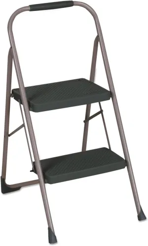 Cosco 11308PBL1E 2-Step Big Step Folding Stool, 200lb, 22-Inch Spread, Black/Gray