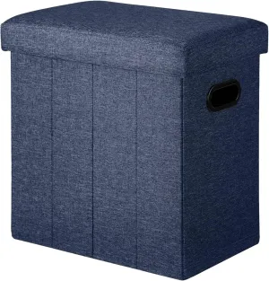 COSYLAND Collapsible Fabric Ottoman with Storage - Folding Footrest Stool - Gray 16.5x16.5x10.6in