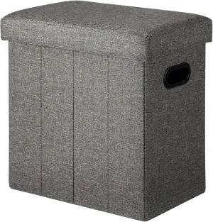 COSYLAND Ottoman with Storage Collapsible Fabric Ottoman- Footrest Foot Stool for Room, Slim Tall Folding Ottoman Furniture with Handles Lid Toy Chest Linen - Gray - 16.5x16.5x10.6in