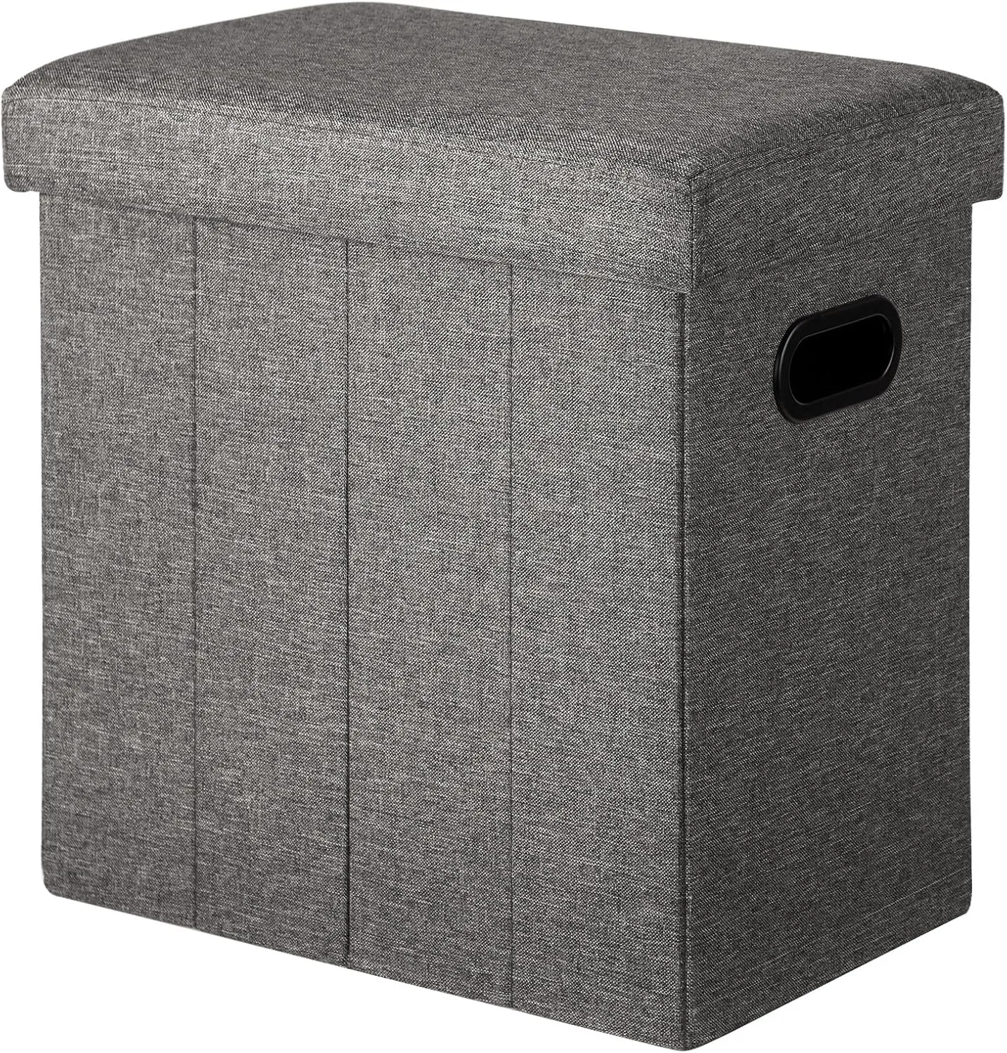 COSYLAND Ottoman with Storage Collapsible Fabric Ottoman- Footrest Foot Stool for Room, Slim Tall Folding Ottoman Furniture with Handles Lid Toy Chest Linen - Gray - 16.5x16.5x10.6in