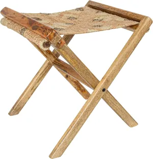 Creative Co-Op Modern Collapsible Wood and Jute Folding Stool, Natural and Brown