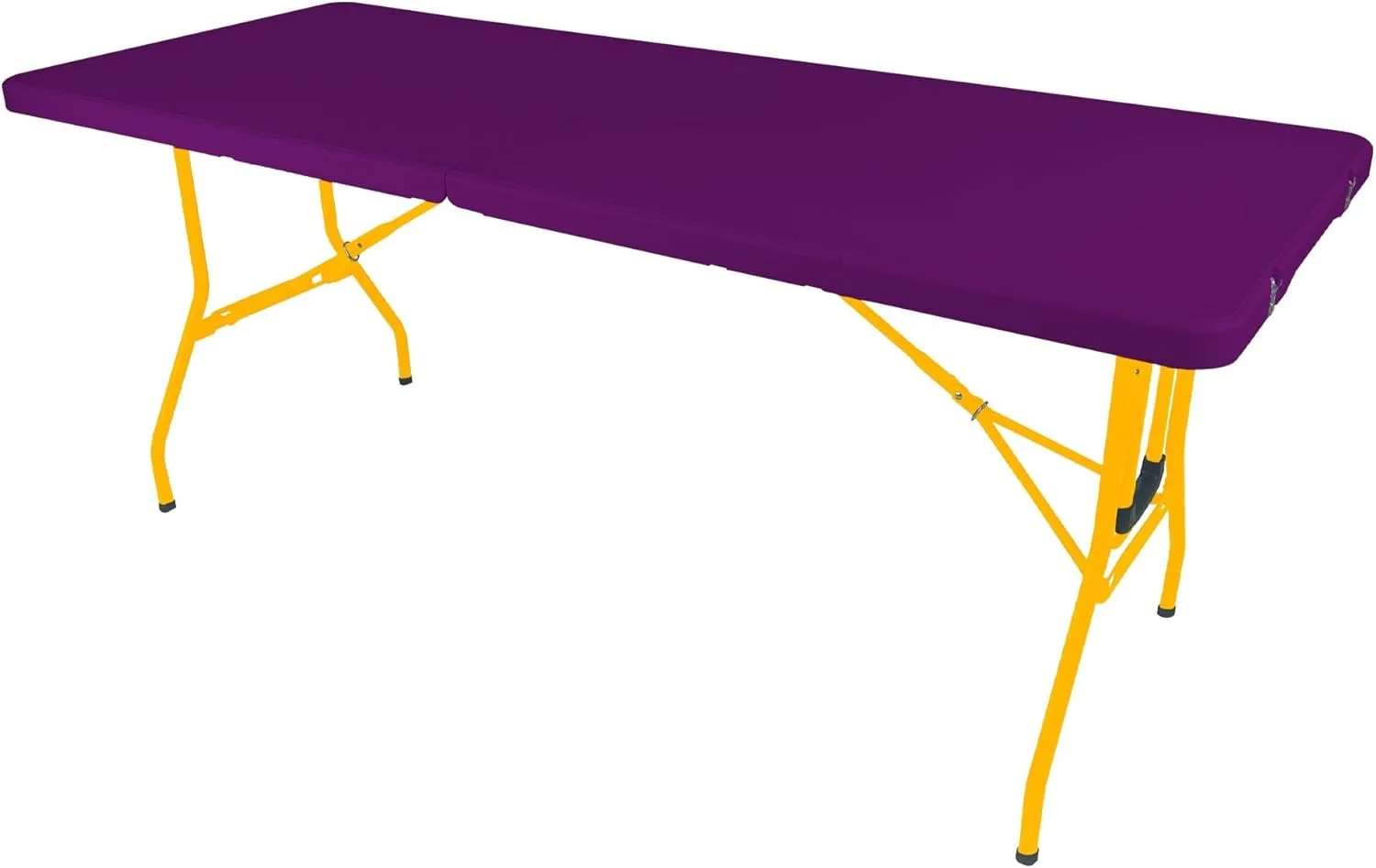Creative Outdoor Folding Table and Chairs, 6 Ft, Built-in Wheels, Portable Durable Plastic (Purple & Yellow)