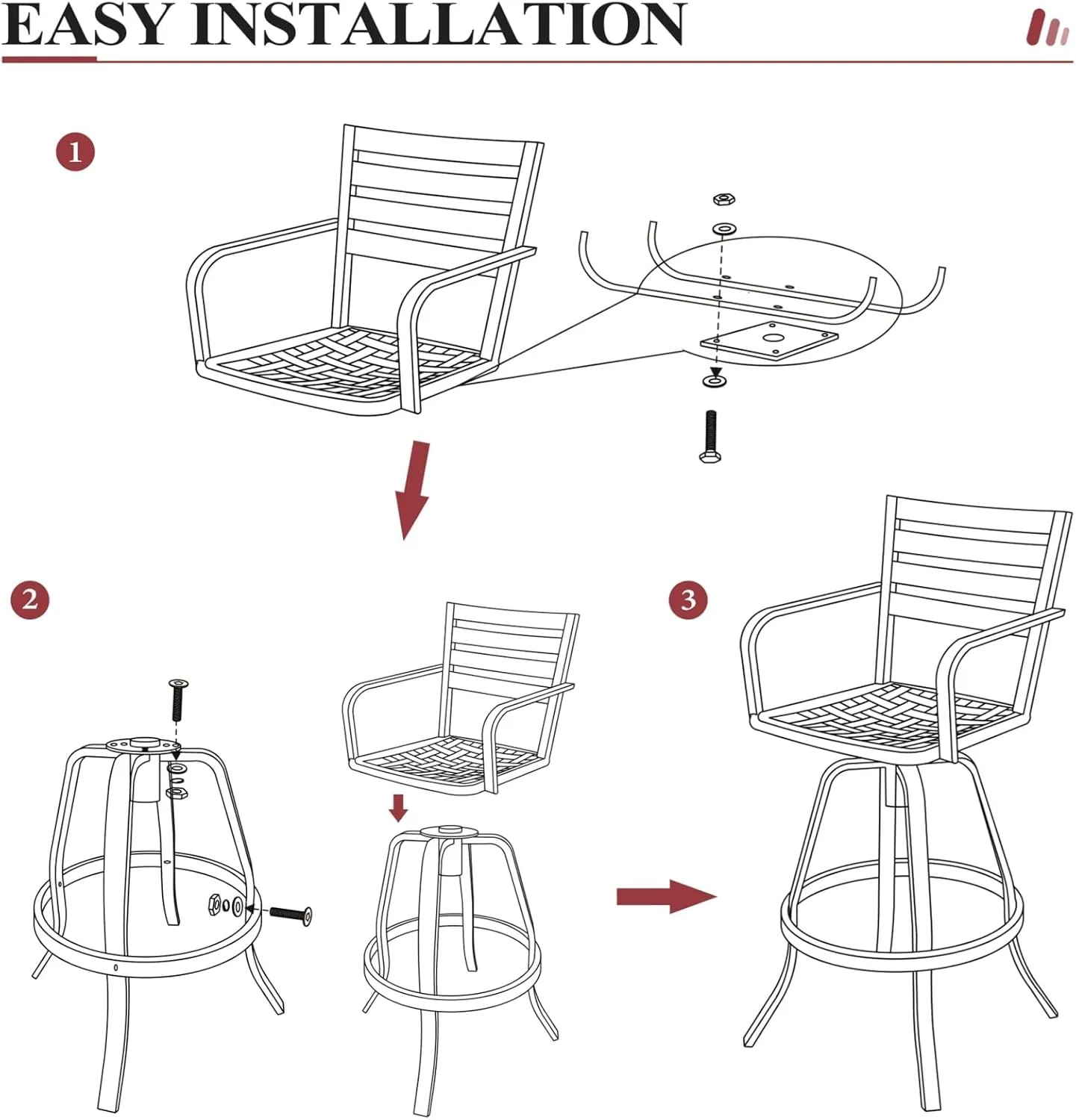 Crestlive Products Heavy Duty Cast Aluminum Outdoor Swivel Bar Stools with Sunbrella Cushion, Patio Bar Height Chair Set of 4, All Weather Black Finish for Outside, Commercial Grade(Spectrum Denim)