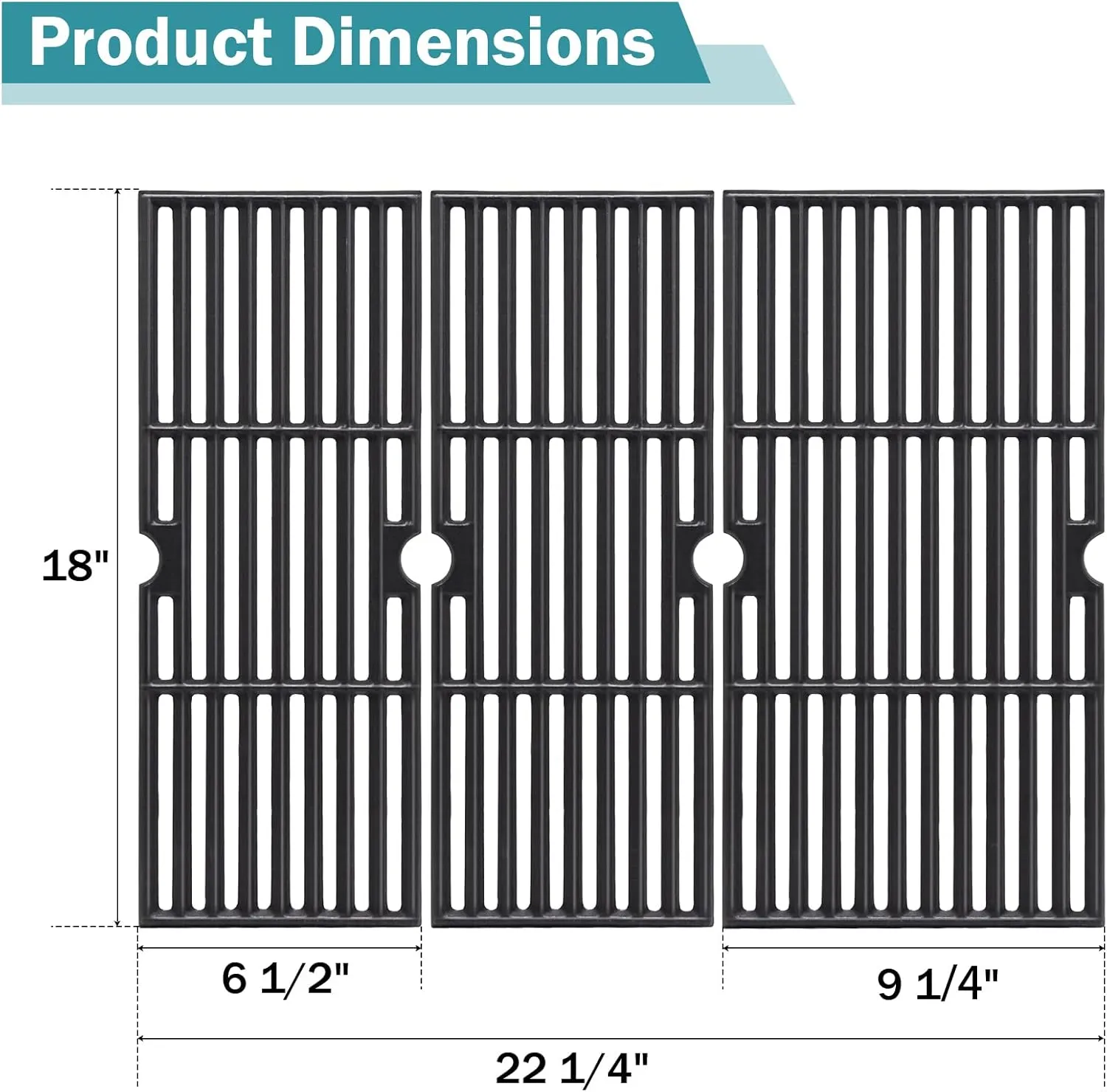 Criditpid 18 Inch Grill Grates for Charbroil Performance 463376519 Replacement Parts, Cast Iron Cooking Grid for Char-Broil 463377319, 463376419, 463376319, G470-0002-W1, G470-0003-W1, G321-0005-W1