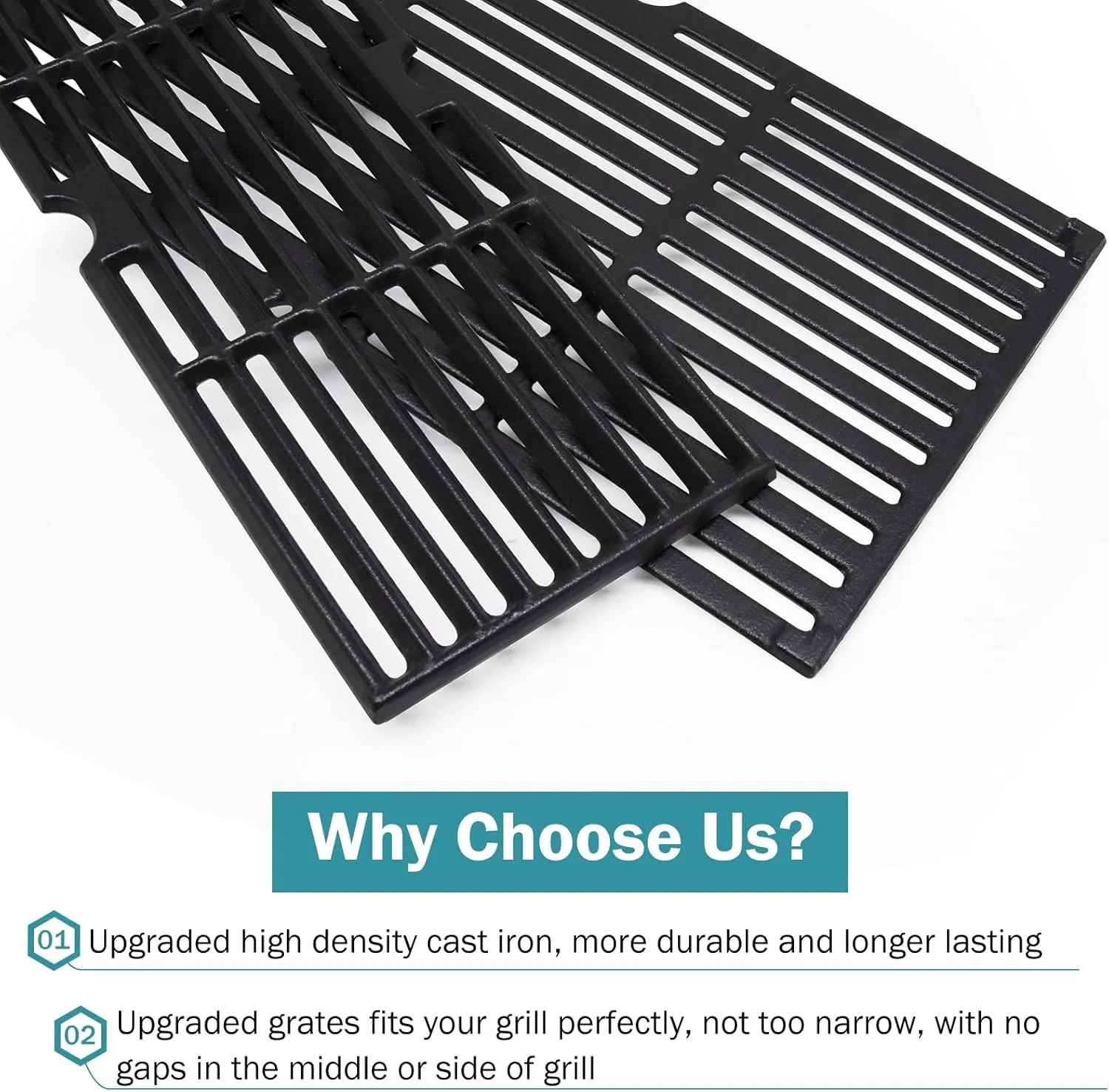 Criditpid 18 Inch Grill Grates for Charbroil Performance 463376519 Replacement Parts, Cast Iron Cooking Grid for Char-Broil 463377319, 463376419, 463376319, G470-0002-W1, G470-0003-W1, G321-0005-W1