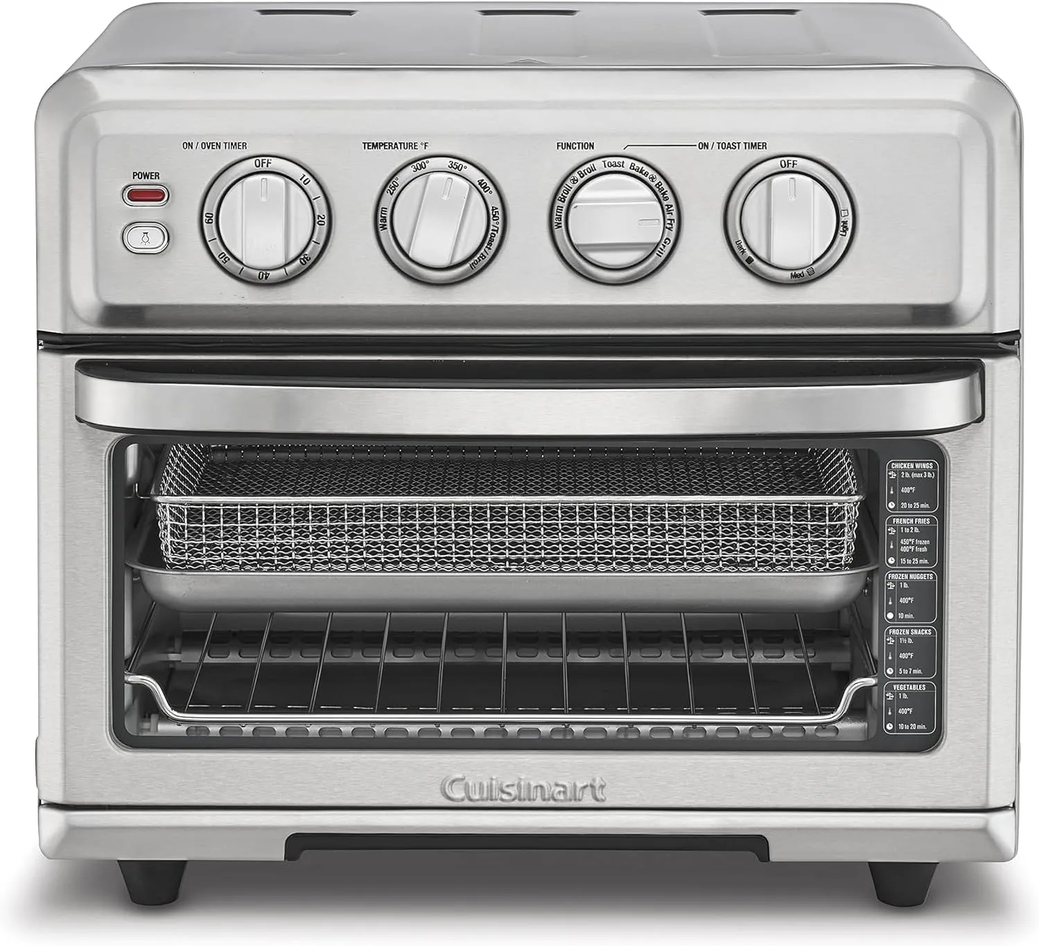 Cuisinart Air Fryer   Convection Toaster Oven, 8-1 Oven with Bake, Grill, Broil & Warm Options, Stainless Steel, TOA-70