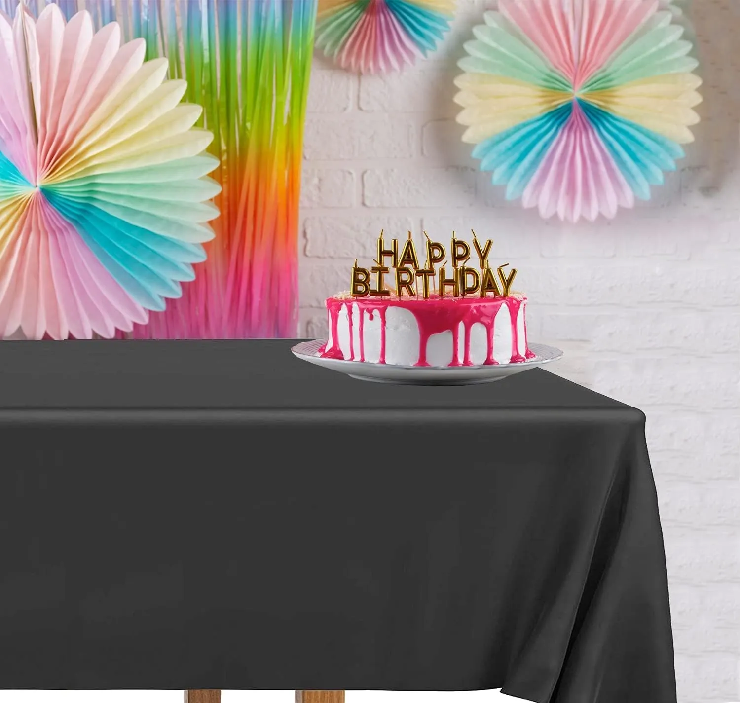 DecorRack 12 Rectangular Tablecloths BPA-Free Plastic, 54 x 108 inch, Dining Table Cloth, Rectangle Table Cover for Parties, Picnic, Camping and Outdoor, Disposable or Reusable, Black (12 Pack)