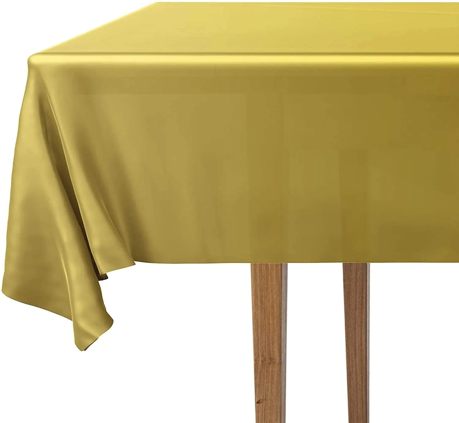 DecorRack 12 Rectangular Tablecloths BPA-Free Plastic, 54 x 108 inch, Dining Table Cloth, Rectangle Table Cover for Parties, Picnic, Camping and Outdoor, Disposable or Reusable, Gold (12 Pack)