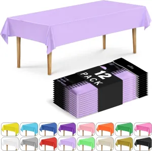 DecorRack 12 Rectangular Tablecloths BPA-Free Plastic, 54 x 108 inch, Dining Table Cloth, Rectangle Table Cover for Parties, Picnic, Camping and Outdoor, Disposable or Reusable, Lavender (12 Pack)