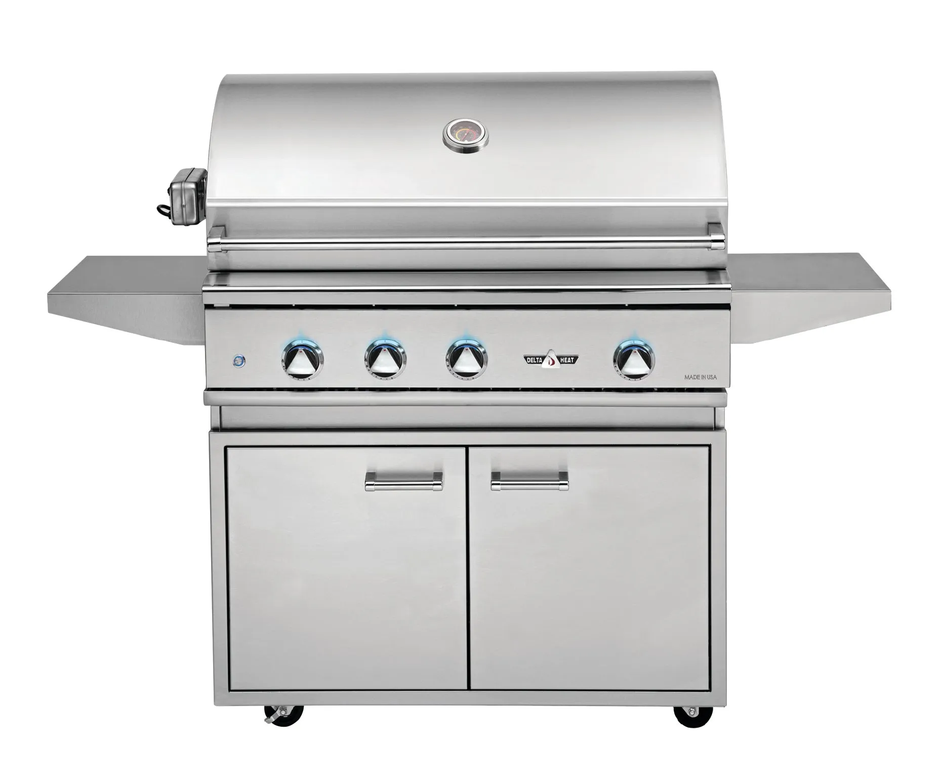 Delta Heat 38 Inch Natural Gas Grill on Cart with Interior Lights & Rotisserie