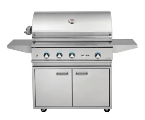 Delta Heat 38 Inch Natural Gas Grill on Cart with Interior Lights & Rotisserie