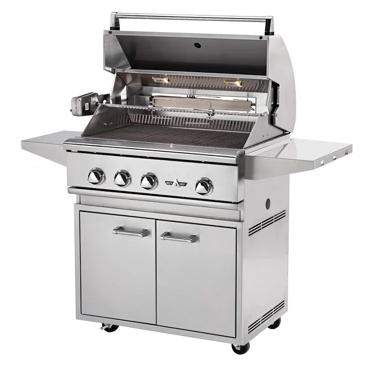 Delta Heat 38 Inch Natural Gas Grill on Cart with Interior Lights & Rotisserie