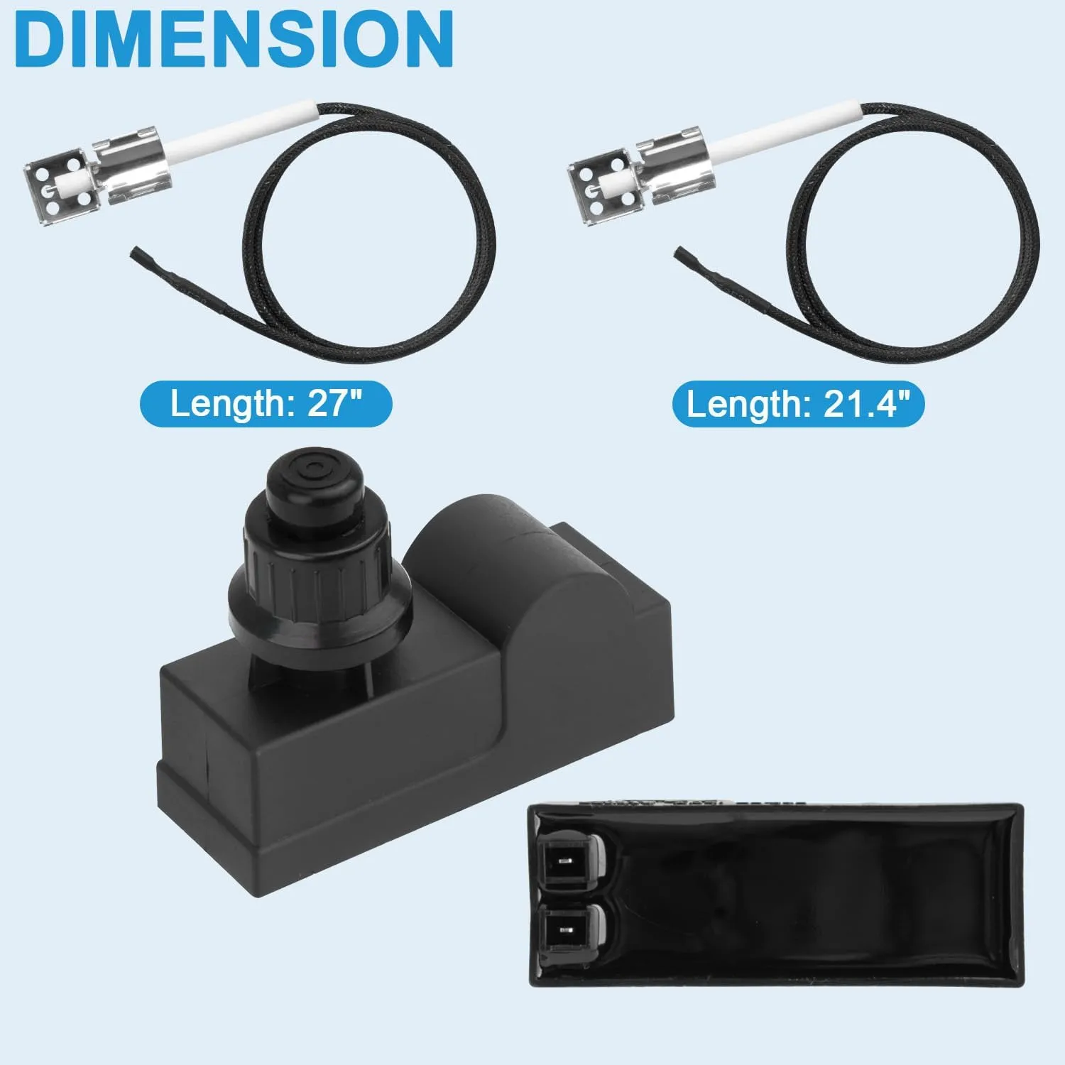 DHLG-12 Grill Igniters for Charbroil Ignitor Replacement Kit, 2 Outlets AAA Battery Push Button Electronic Ignition Module with Wires Grill Ignitor for Charbroil Grill Igniter Replacement