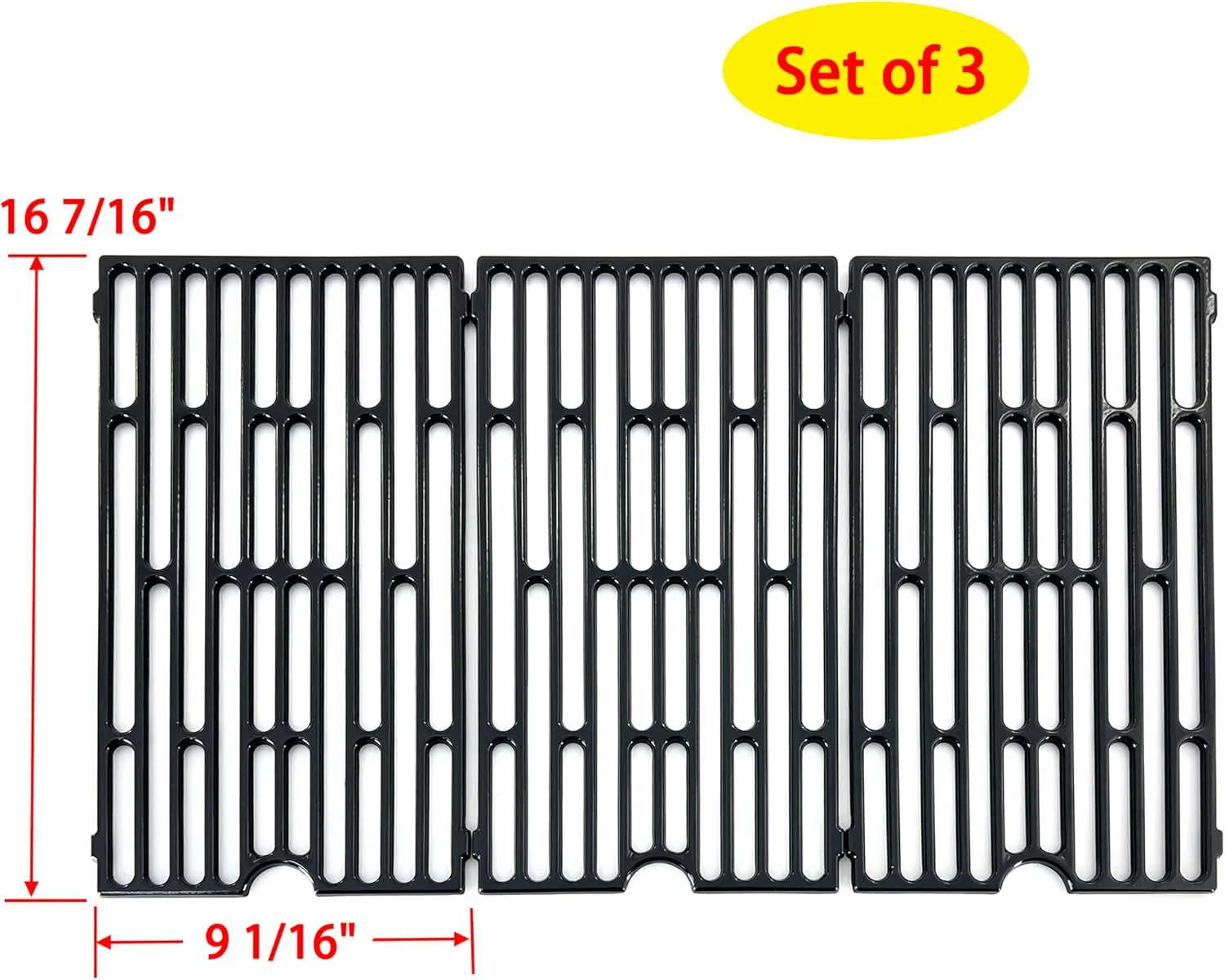 Direct store Parts DC105 (3-pack) Cast Iron Cooking grid Replacement for Vermont Castings, Chargriller, Jenn Air JA460, JA461, JA461P, JA480, JA580, JA-460 Gas Grills, 16 7/16" x 9 1/16" each grates