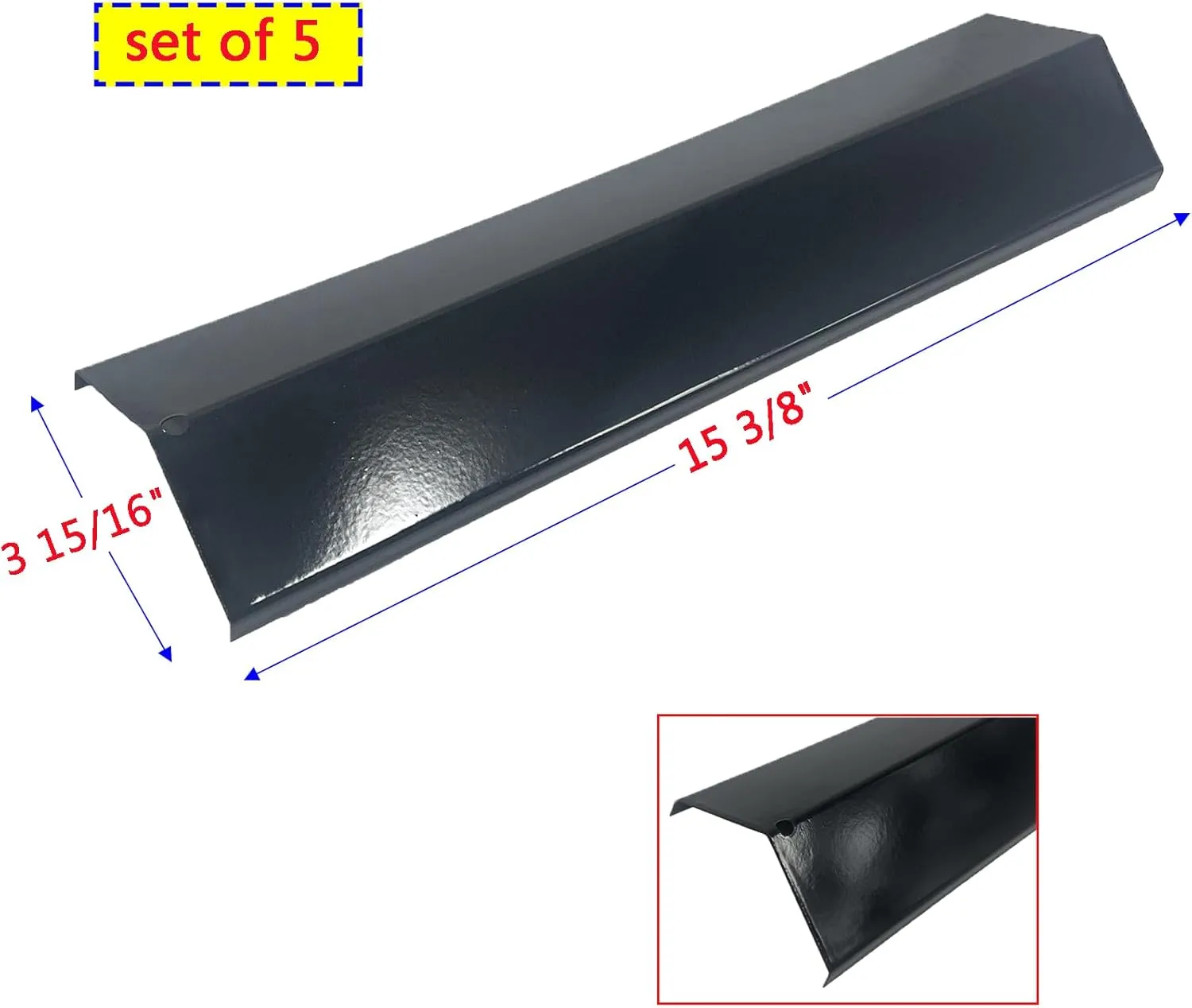Direct Store Parts DP134 (5-pack) Porcelain Steel Heat Shield/Heat Plates Replacement for Brinkmann, Aussie, Charmglow, Grill King, Uniflame, Master Forge, Grill King, Tera Gear Gas Grill Models (5)
