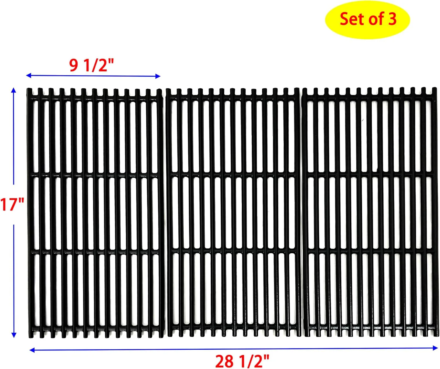 Direct Store Parts Kit DC129 3-Pack 17" Cast Iron Grates for Charbroil Commercial Tru Infrared 463242716, 466242715, 463242715, 466242815, G533-0009-W1, Lowe's 606682, Walmart 555179228