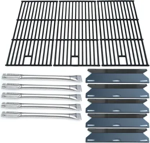 Direct store Parts Kit DG180 Replacement for Perfect Flame 5 Burner 720-0522; Charmglow 5 Burner 720-0396,720-0578 Gas Grill(SS Burner   Porcelain Steel Heat Plate   Porcelain Cast Iron Cooking Grid)
