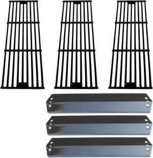 Direct store Parts Kit DG234 Heat Plates & Cast Iron Cooking Grid Replacement for Chargriller 3001 3030 4000 5050 5072,5252, 5650 Grill Models; fits for King Griller 3008,5252 Gas Grill