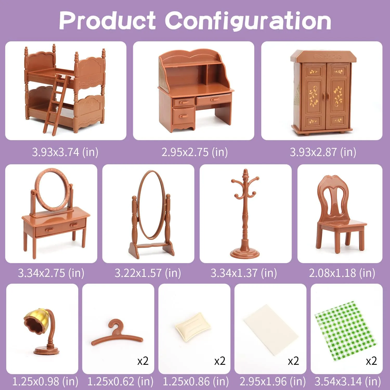Dollhouse Furniture Set for Kids Toys Miniature Doll House Accessories Pretend Play Toys for Boys Girls & Toddlers Age 3  with Bedroom