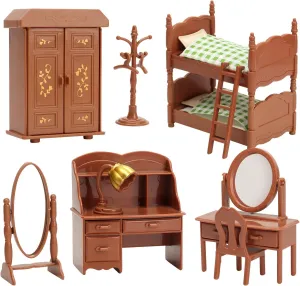 Dollhouse Furniture Set for Kids Toys Miniature Doll House Accessories Pretend Play Toys for Boys Girls & Toddlers Age 3  with Bedroom