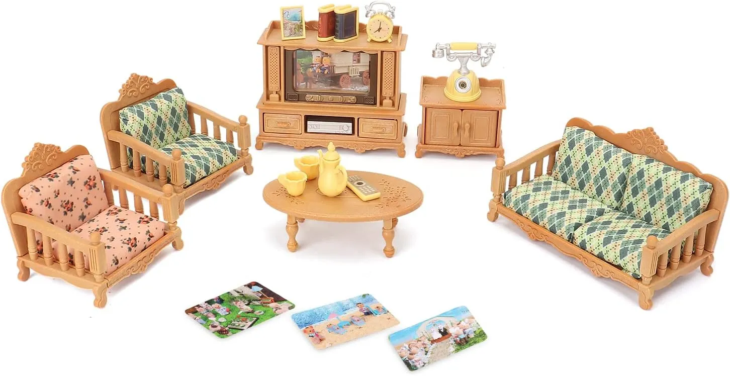 Dollhouse Furniture Set for Kids Toys Miniature Doll House Accessories Pretend Play Toys for Boys Girls & Toddlers Age 3  with Living Room, Sofa, TV...
