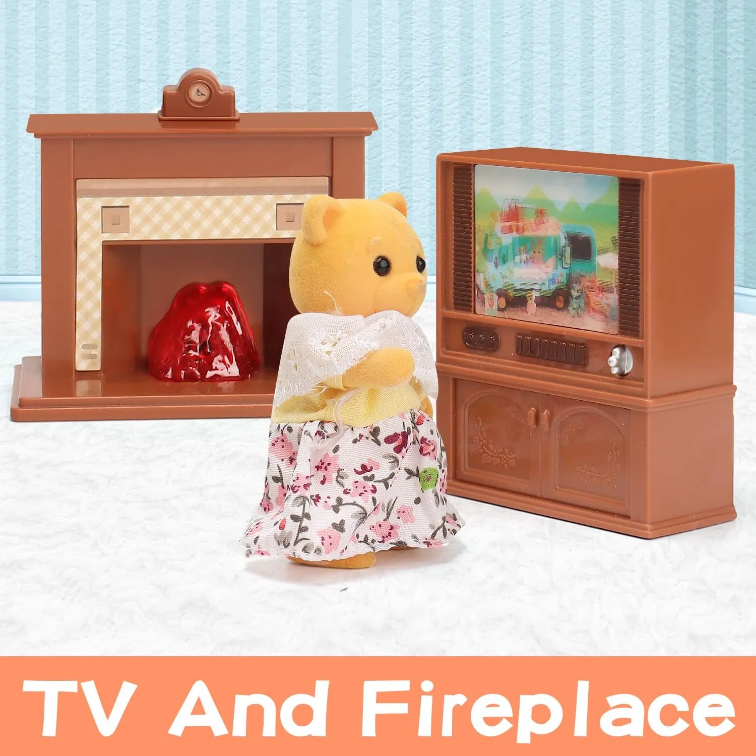 Dollhouse Furniture Set for Kids Toys Miniature Doll House Accessories Pretend Play Toys for Boys Girls & Toddlers Age 3  with Living Room