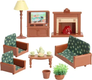 Dollhouse Furniture Set for Kids Toys Miniature Doll House Accessories Pretend Play Toys for Boys Girls & Toddlers Age 3  with Living Room