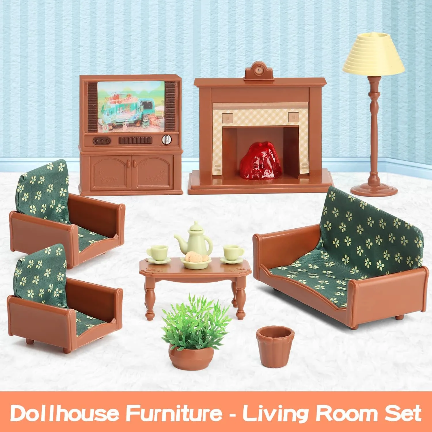 Dollhouse Furniture Set for Kids Toys Miniature Doll House Accessories Pretend Play Toys for Boys Girls & Toddlers Age 3  with Living Room